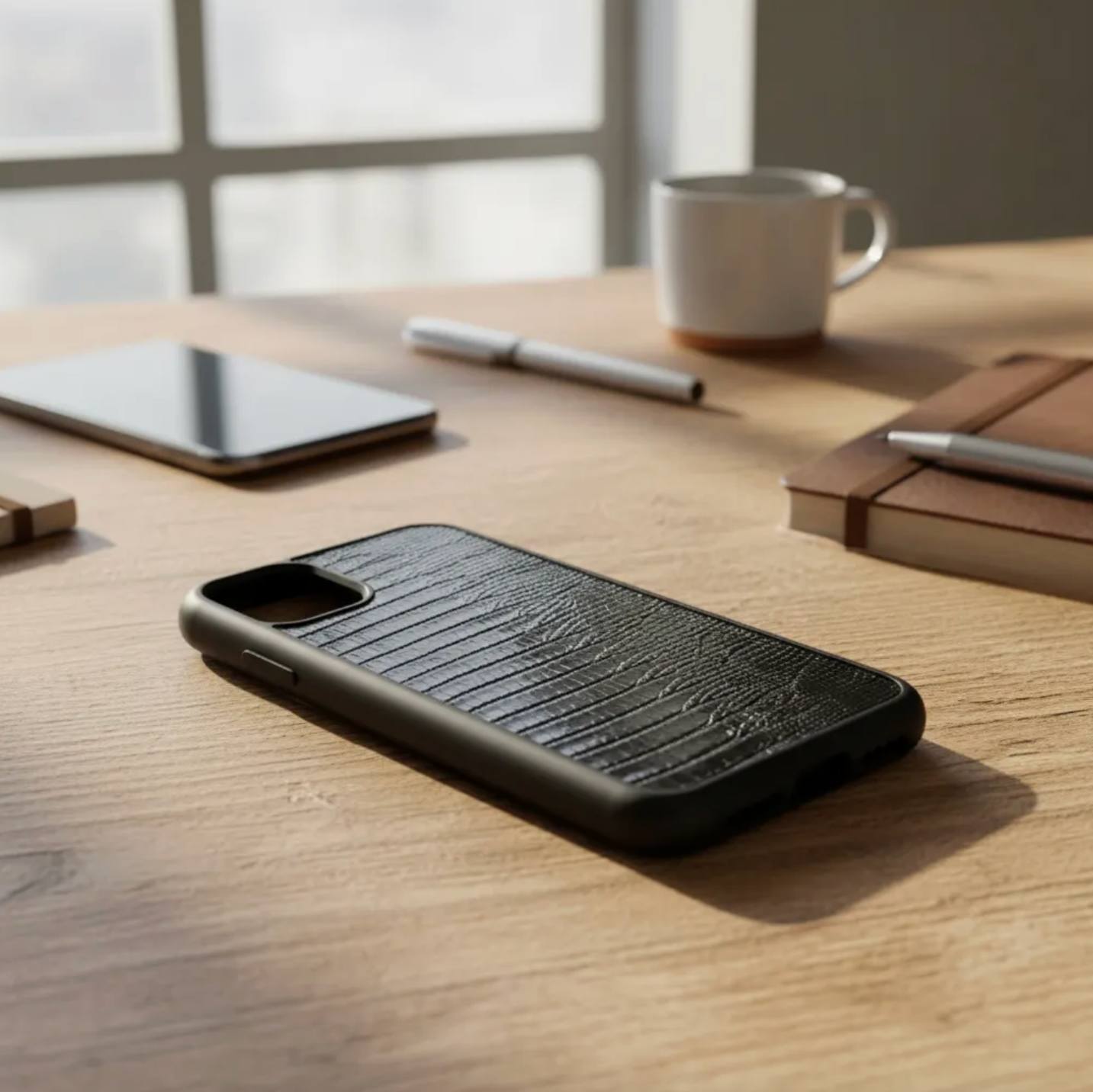 Coque en cuir véritable d’iguane pour iPhone découpée & gravée au laser/microfibre-59
