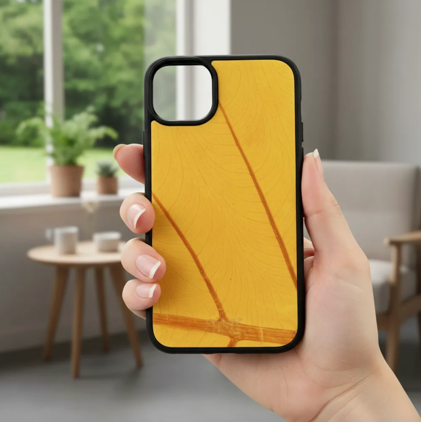 Coque beLEAF® en Véritable feuille d'Alocasia pour iPhone découpée & gravée au laser/Microfibre-60i
