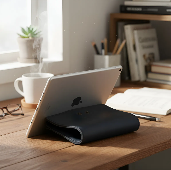 Capa para iPad: Air 10,5"/iPad Air 5ª/4ª/3ª(Gen)/iPad Air 11"(M2/iPad 9ª/8ª/7ª(Gen)/iPad Pro 11"4ª/3ª/2ª/1ª(Gen)/iPad Pro 11"(M4). Couro Genuíno de Flor Integral curtido vegetal com tanino/Feltro & 8 Botões de pressão.- 927