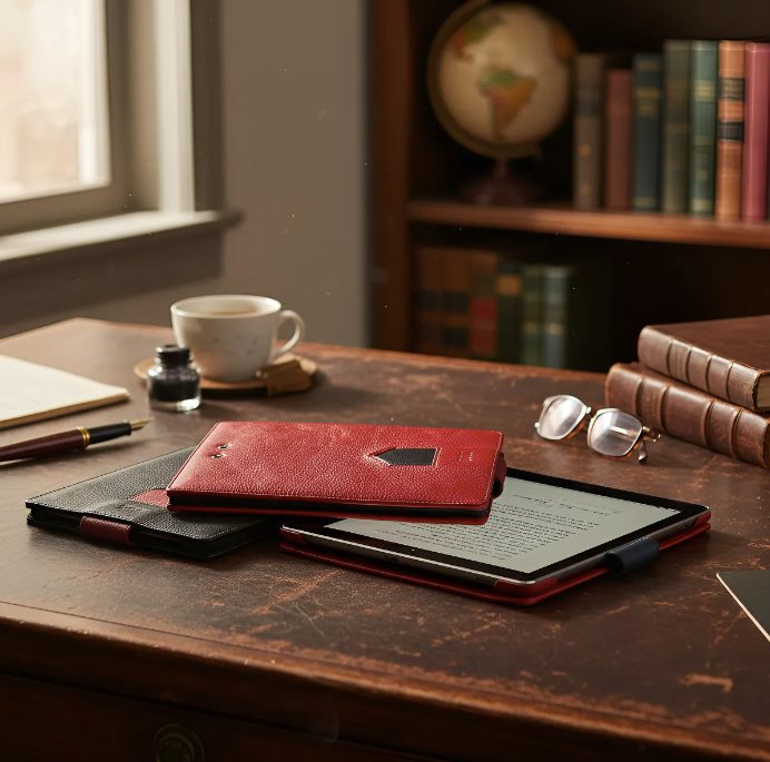 Capa para iPad: Air 10,5"/iPad Air 5ª/4ª/3ª(Gen)/iPad Air 11"(M2/iPad 9ª/8ª/7ª(Gen)/iPad Pro 11"4ª/3ª/2ª/1ª(Gen)/iPad Pro 11"(M4). Couro Genuíno de Flor Integral curtido vegetal com tanino/Feltro & 8 Botões de pressão.- 927