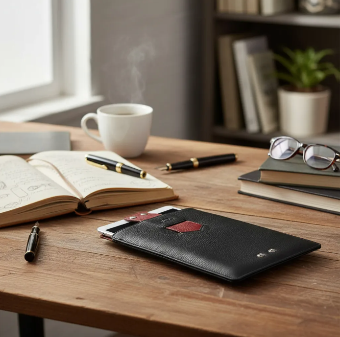 Capa para iPad: Air 10,5"/iPad Air 5ª/4ª/3ª(Gen)/iPad Air 11"(M2/iPad 9ª/8ª/7ª(Gen)/iPad Pro 11"4ª/3ª/2ª/1ª(Gen)/iPad Pro 11"(M4). Couro Genuíno de Flor Integral curtido vegetal com tanino/Feltro & 8 Botões de pressão.- 927