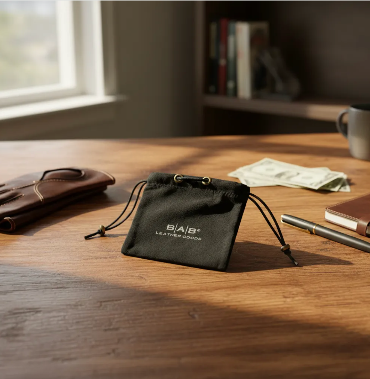 Portefeuille Bi-fold. Cuir Genuine Pleine Fleur, Noir Napado, tanné végétal au tanin-748B