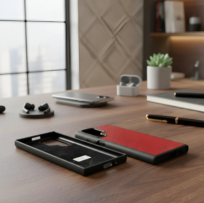 Capa para Samsung de Couro Genuíno Flor Integral curtido vegetal com tanino cortada e gravada a laser/microfibra.- 51