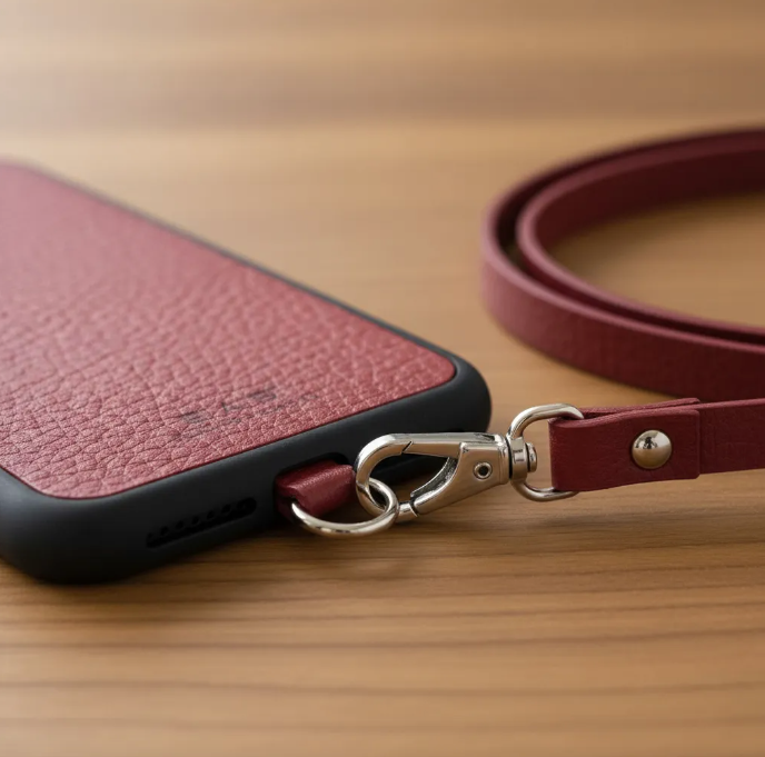 Crossbody/Colar/Pulseira de Couro Genuíno Flor Integral duplo curtido vegetal com tanino & 2 Mosquetões e 2 Rebites Bombé prateados.- CP26