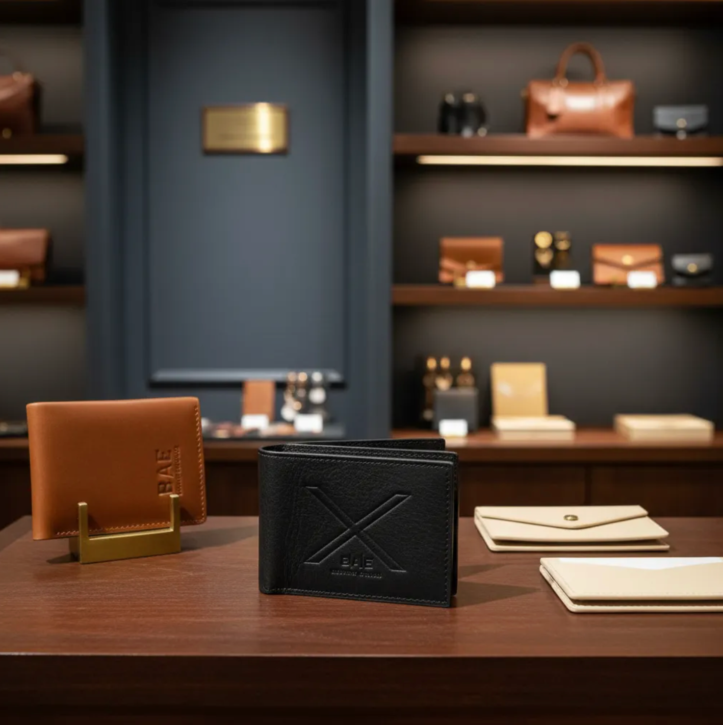 Portefeuille Bi-fold. Cuir Genuine Pleine Fleur, Noir Napado, tanné végétal au tanin-748B