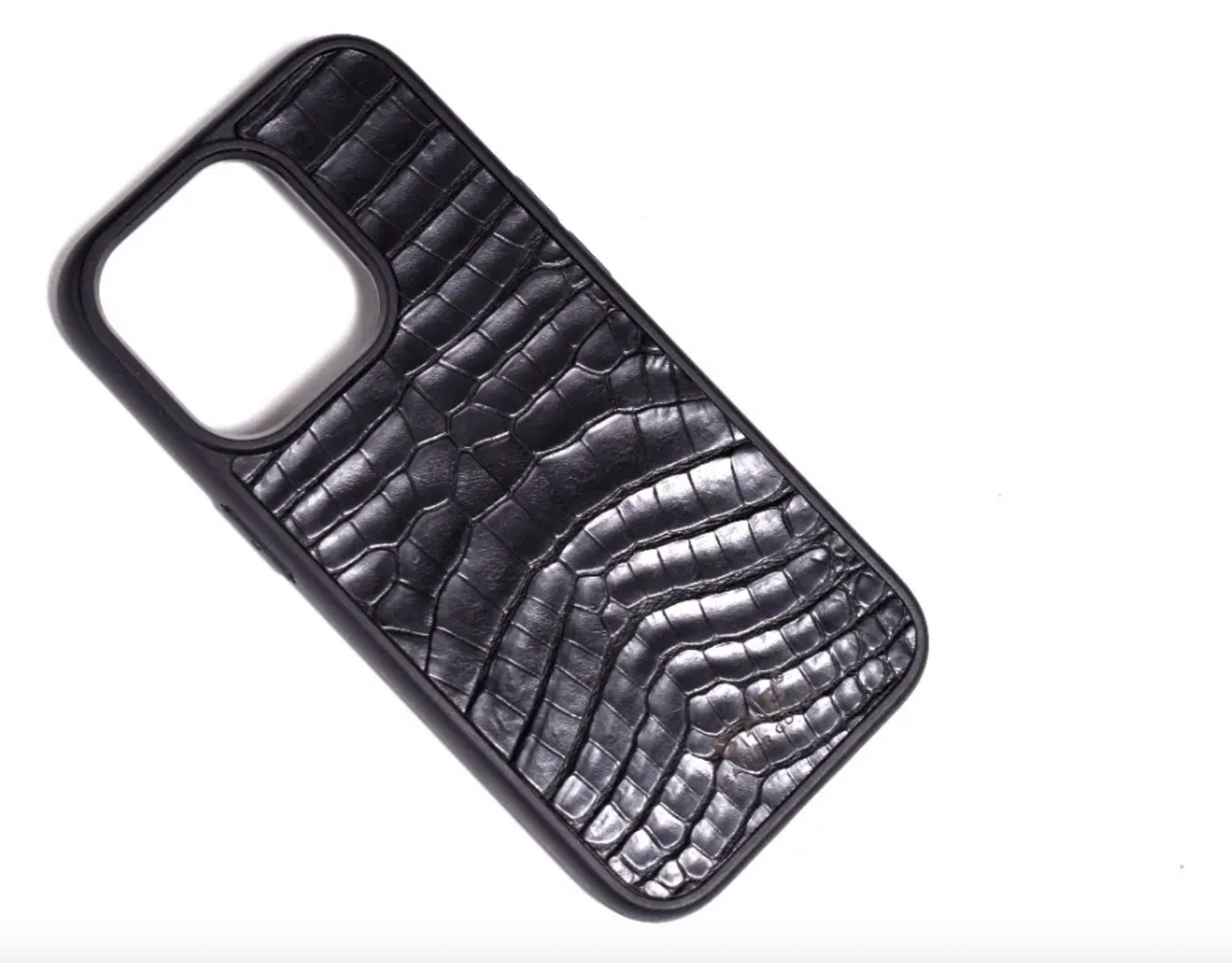 Coque en cuir de Crocodile Véritable pour iPhone découpée & gravée au laser/microfibre-57