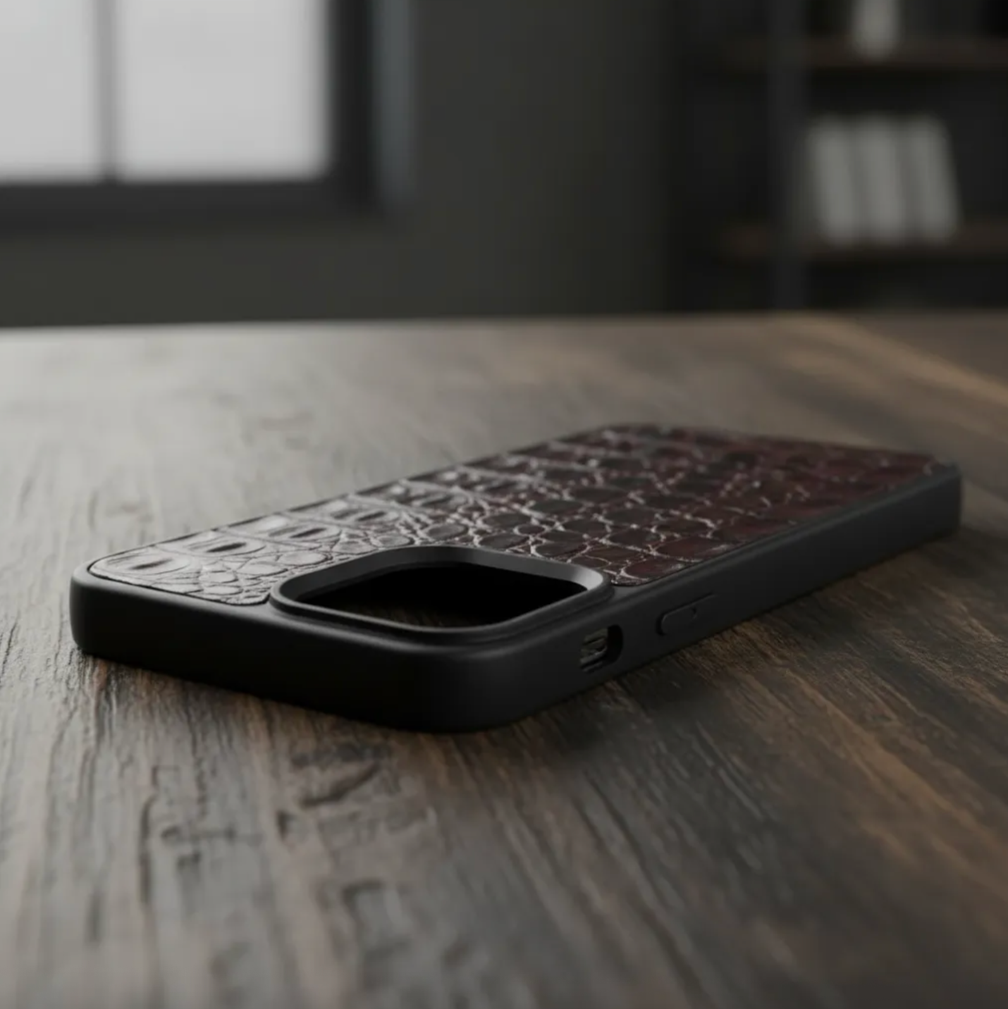 Coque en cuir de Crocodile Véritable pour iPhone découpée & gravée au laser/microfibre-57