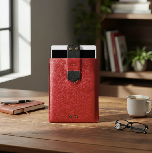 Funda para iPad: Air 10.5"/iPad Air 5ta/4ta/3ra (Gen)/iPad Air 11"(M2/iPad 9na/8va/7ma (Gen)/iPad Pro 11"4ta/3ra/2da/1ra (Gen)/iPad Pro 11"(M4). Cuero Genuino Full-Grain, curtido vegetal al tanino/Fieltro & 8 broches de presión-927