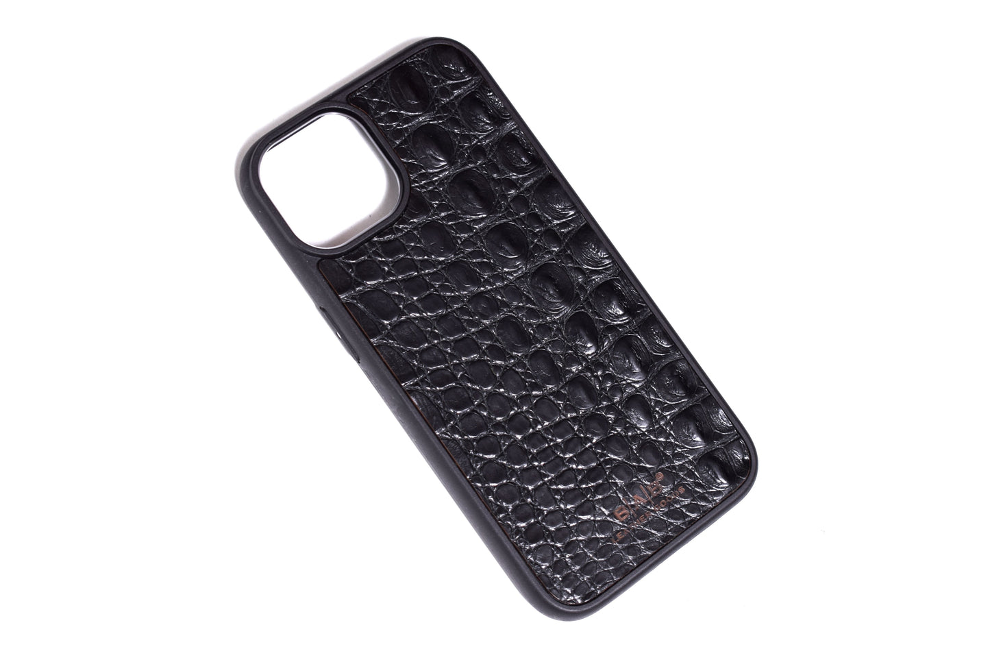 Luxuosa Capa de Couro Genuíno de Crocodilo Marrom/Preto para iPhone/Samsung. Estojo para telefone, gravado e cortado a laser.- F100