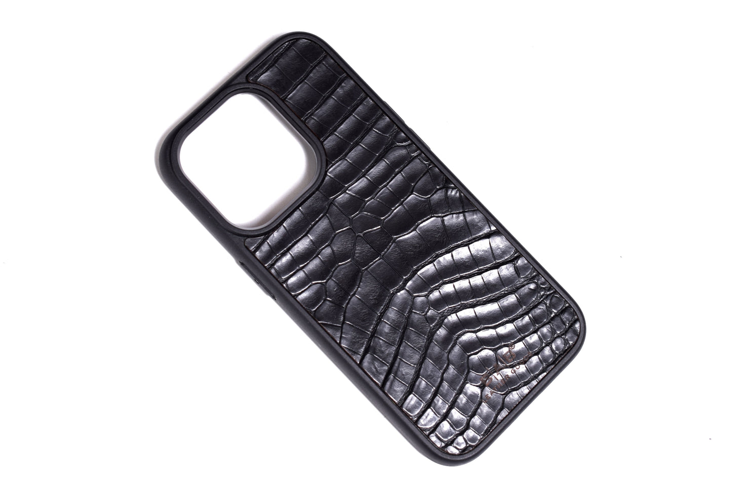 Luxuosa Capa de Couro Genuíno de Crocodilo Marrom/Preto para iPhone/Samsung. Estojo para telefone, gravado e cortado a laser.- F100