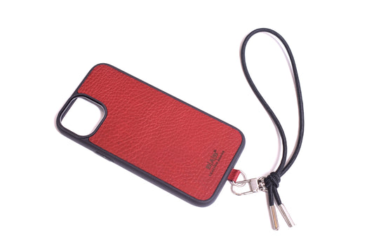 Full-Grain vegetable-tanned Genuine Leather iPhone Case and Support & Black Elastic Rope Bracelet/Strap.- SPI54