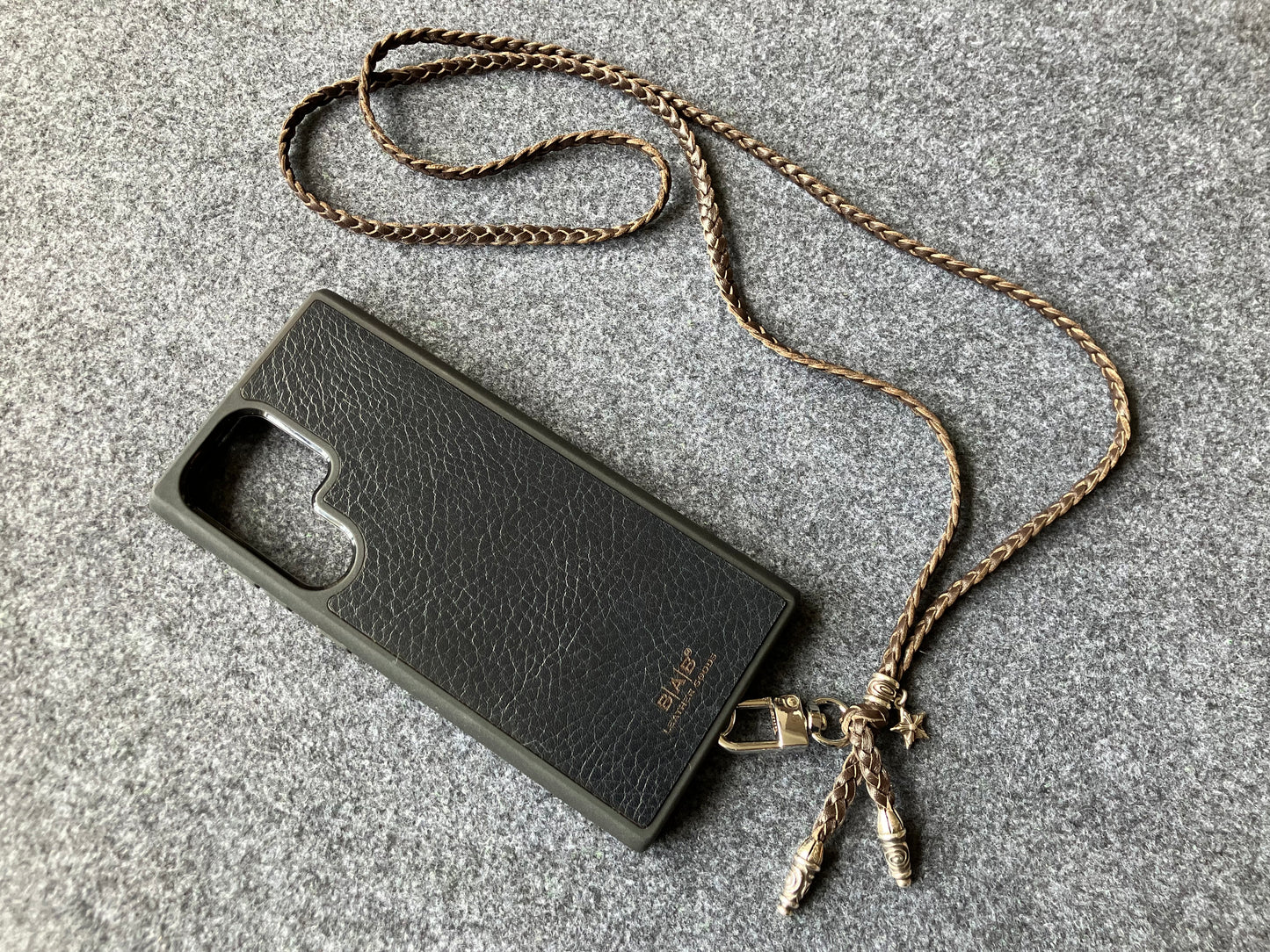 iPhone/Samsung Case/Holder/Crossbody/Necklace/Bracelet Kit made of Full-Grain Genuine Vegetable-Tanned Leather & 925 Sterling Silver Star.- P33