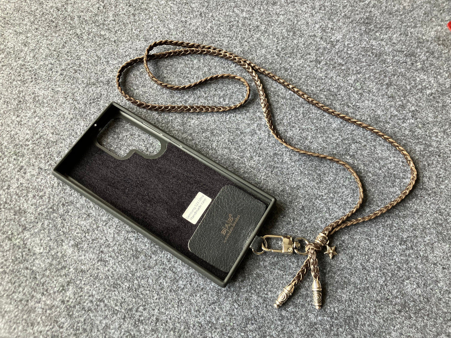 iPhone/Samsung Case/Holder/Crossbody/Necklace/Bracelet Kit made of Full-Grain Genuine Vegetable-Tanned Leather & 925 Sterling Silver Star.- P33