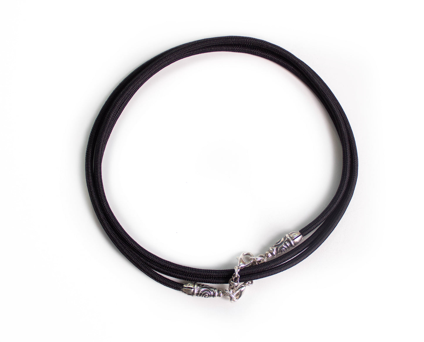 925 Sterling Silver Bracelet/Crossbody/Necklace & Black Elastic Rope.- P11