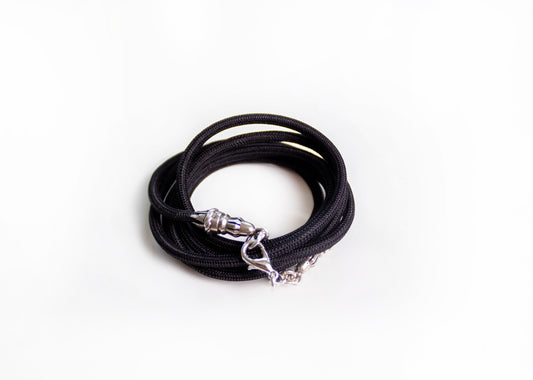 925 Sterling Silver Bracelet/Crossbody/Necklace & Black Elastic Rope.- P29