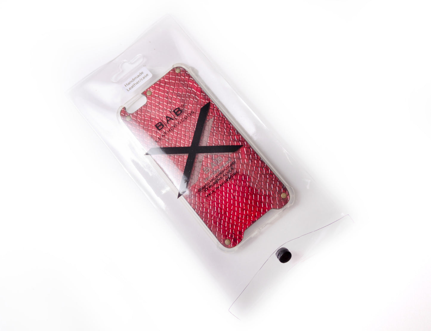 Γνήσια Δερμάτινη Θήκη iPhone με υφή, πατέντα Red Python, κομμένη και χαραγμένη με λέιζερ, 5 Xάλκινα Πριτσίνια.- F36